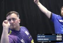 Uskomaton kaveri! Luke Littler heitti ysitikkasen – oli yhden tikan päässä myös illan toisesta Luke Littler