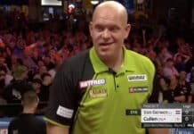 Michael van Gerwen koki melkoista epäonnea – katkaisutikka putosi taulusta pois Michael van Gerwen